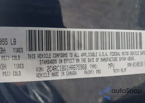 2017 Chrysler Pacifica Touring-L z USA, uszkodzony, nr VIN 2C4RC1BG1HR675968